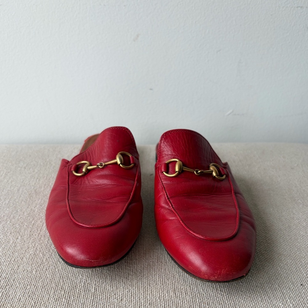 GUCCI Red Princetown Horsebit Loafers Mules Women's Size: 8 | IT 38.5 - Picture 7 of 7